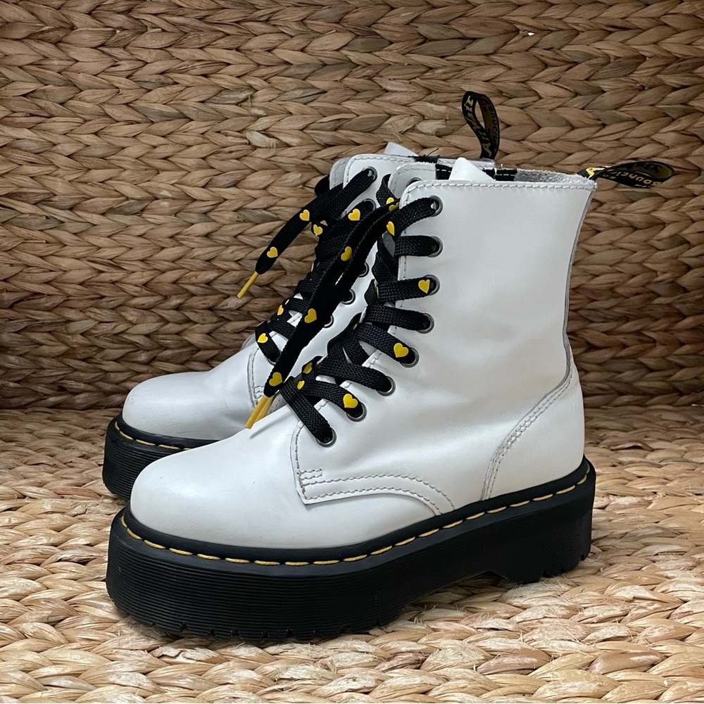 Dr. Martens Jadon Boot Smooth Leather Platforms White